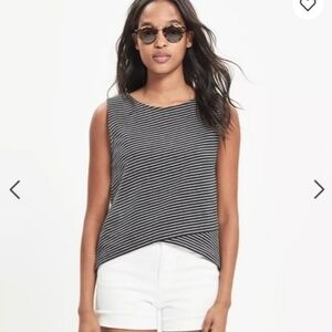 ❤️ MADEWELL STRIPED COTTON CROSSOVER TANK TOP, XXS